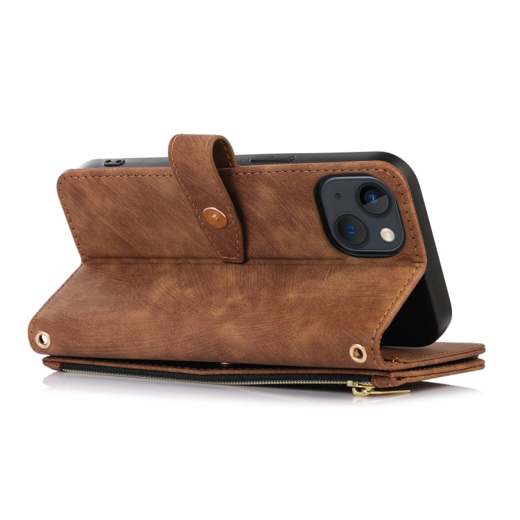 For iPhone 14 Plus Dream 9-Card Wallet Zipper Bag Leather Phone Case