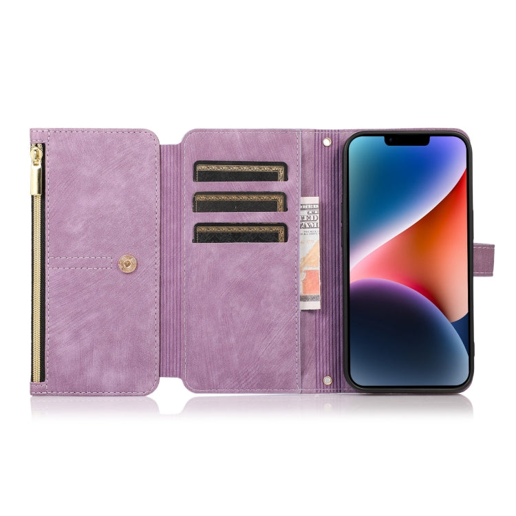 For iPhone 14 Plus Dream 9-Card Wallet Zipper Bag Leather Phone Case