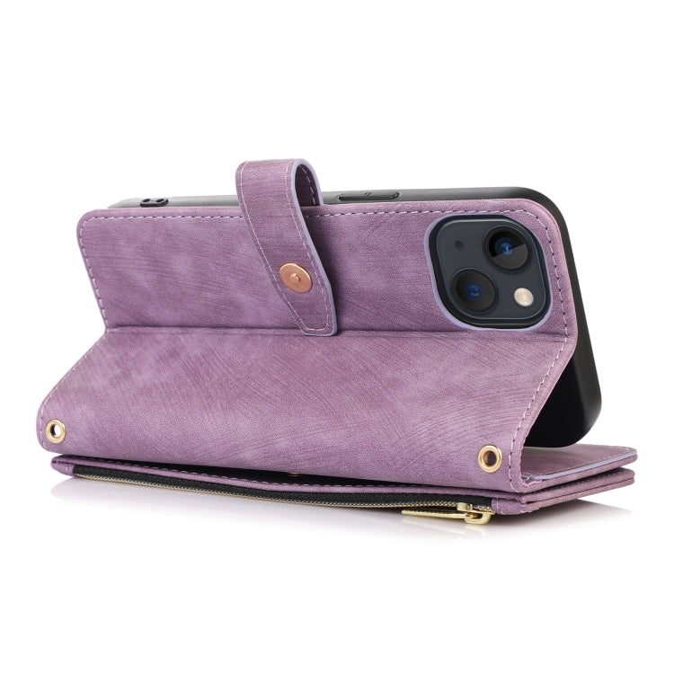 For iPhone 14 Plus Dream 9-Card Wallet Zipper Bag Leather Phone Case