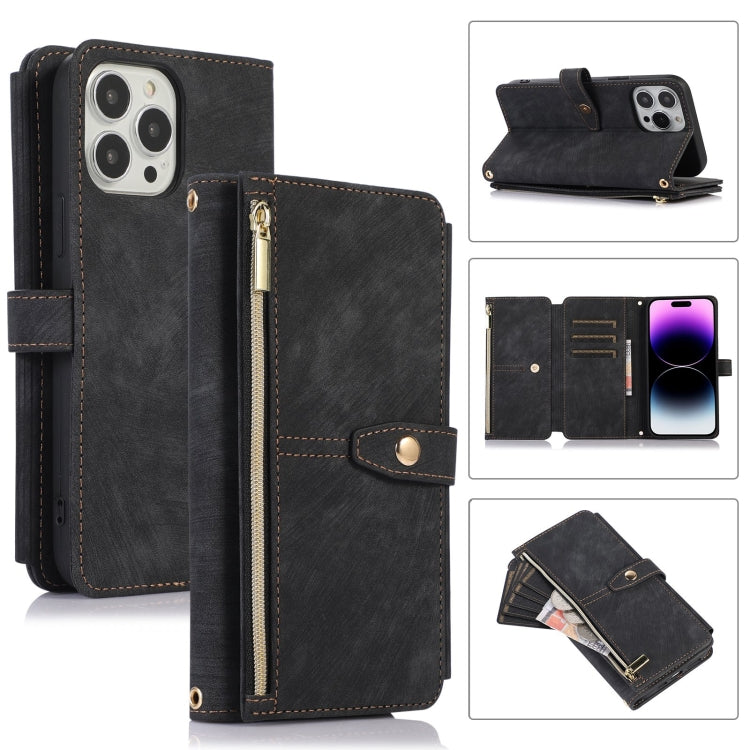 For iPhone 14 Pro Dream 9-Card Wallet Zipper Bag Leather Phone Case