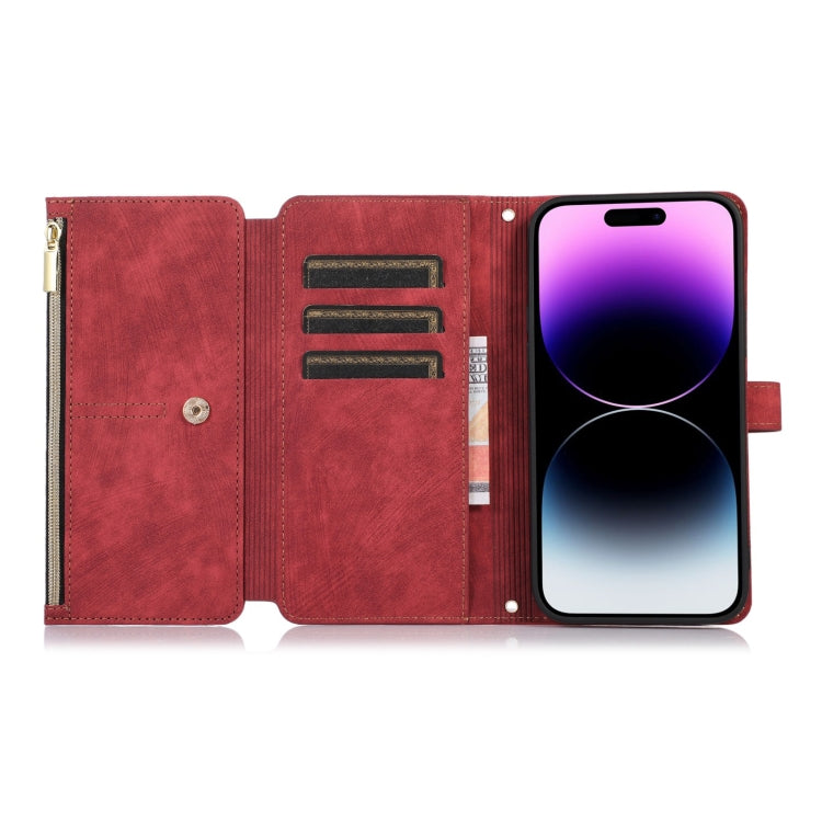 For iPhone 14 Pro Max Dream 9-Card Wallet Zipper Bag Leather Phone Case