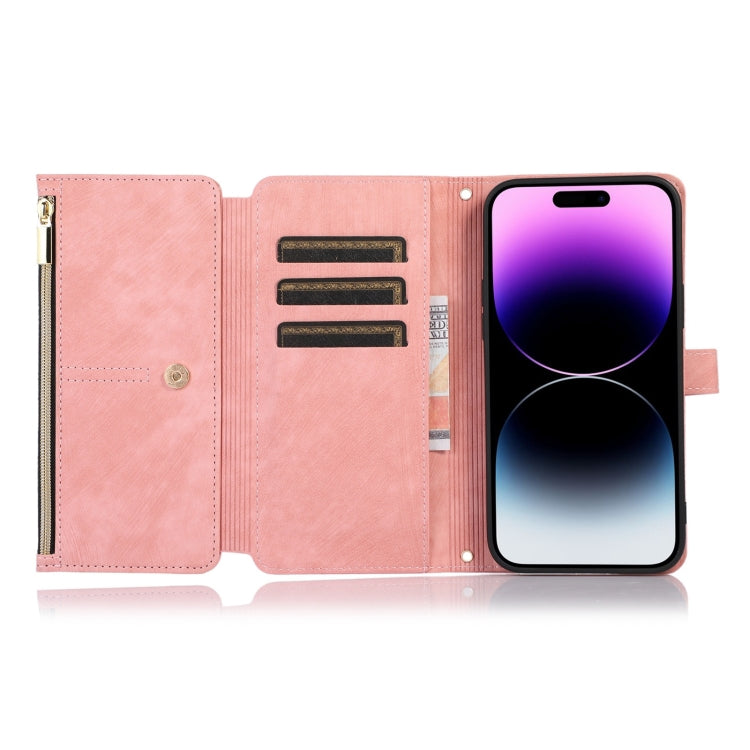For iPhone 14 Pro Max Dream 9-Card Wallet Zipper Bag Leather Phone Case