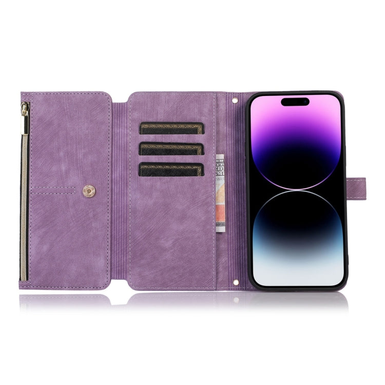 For iPhone 14 Pro Max Dream 9-Card Wallet Zipper Bag Leather Phone Case