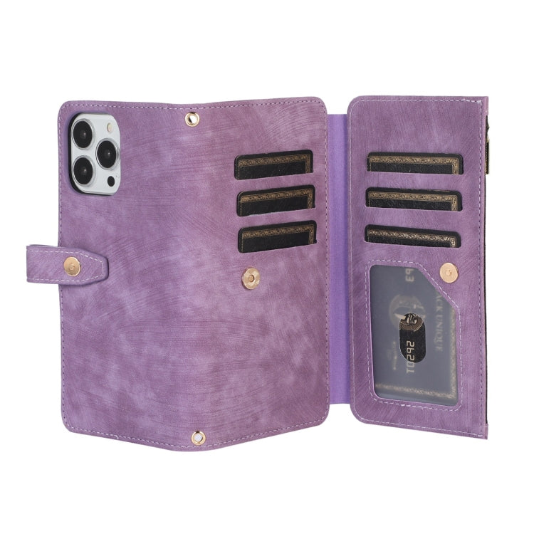 For iPhone 14 Pro Max Dream 9-Card Wallet Zipper Bag Leather Phone Case