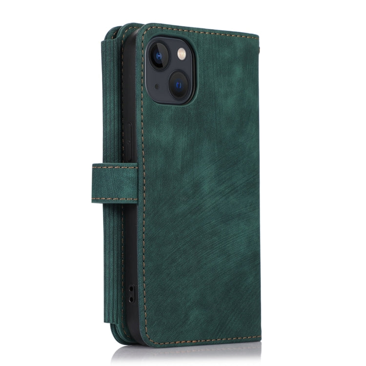 For iPhone 13 Dream 9-Card Wallet Zipper Bag Leather Phone Case