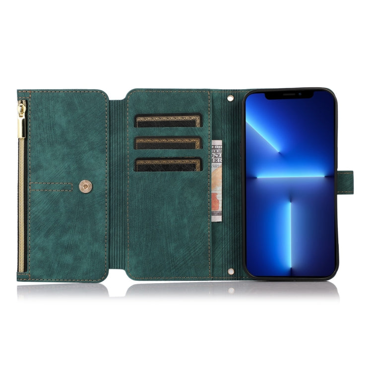 For iPhone 13 Dream 9-Card Wallet Zipper Bag Leather Phone Case