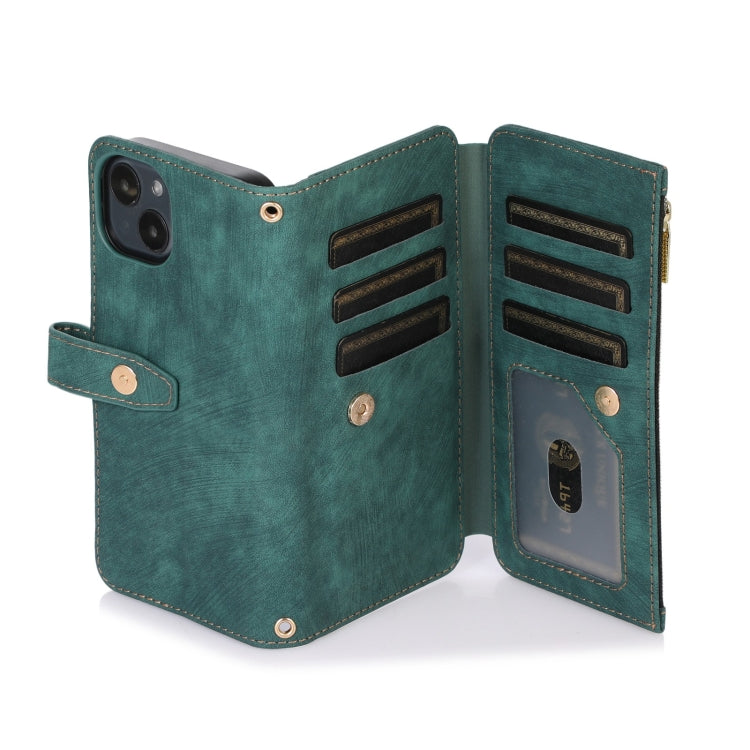 For iPhone 13 Dream 9-Card Wallet Zipper Bag Leather Phone Case