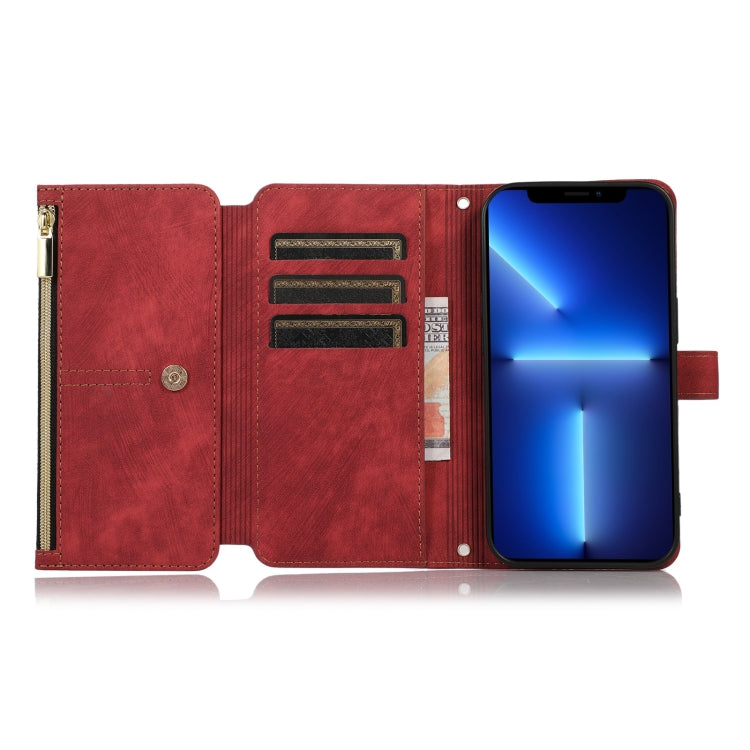 For iPhone 13 Dream 9-Card Wallet Zipper Bag Leather Phone Case