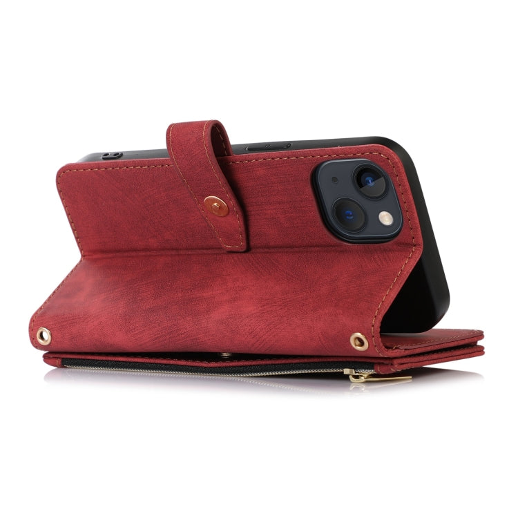 For iPhone 13 Dream 9-Card Wallet Zipper Bag Leather Phone Case