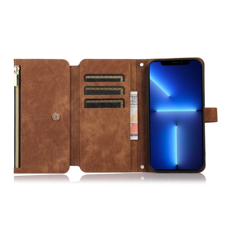 For iPhone 13 Dream 9-Card Wallet Zipper Bag Leather Phone Case