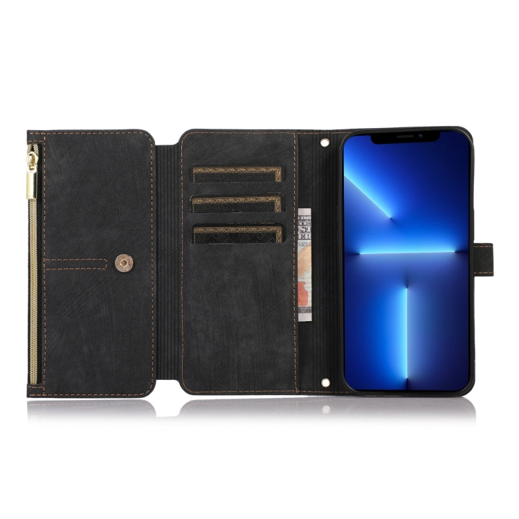 For iPhone 13 Dream 9-Card Wallet Zipper Bag Leather Phone Case