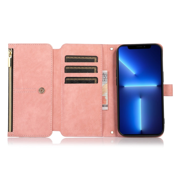 For iPhone 13 Dream 9-Card Wallet Zipper Bag Leather Phone Case