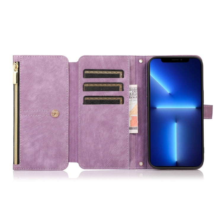 For iPhone 13 Dream 9-Card Wallet Zipper Bag Leather Phone Case