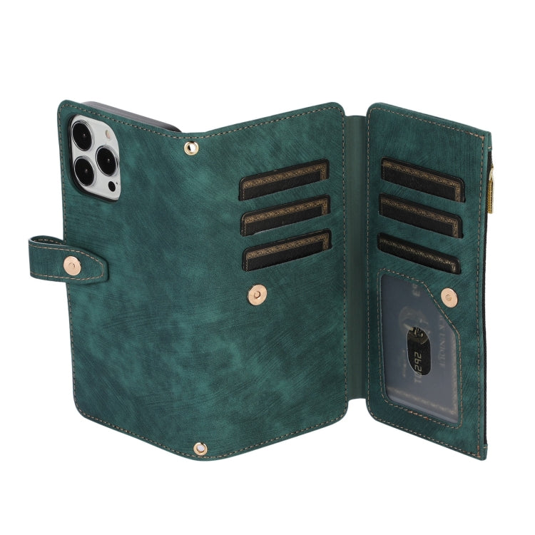 For iPhone 13 Pro Dream 9-Card Wallet Zipper Bag Leather Phone Case