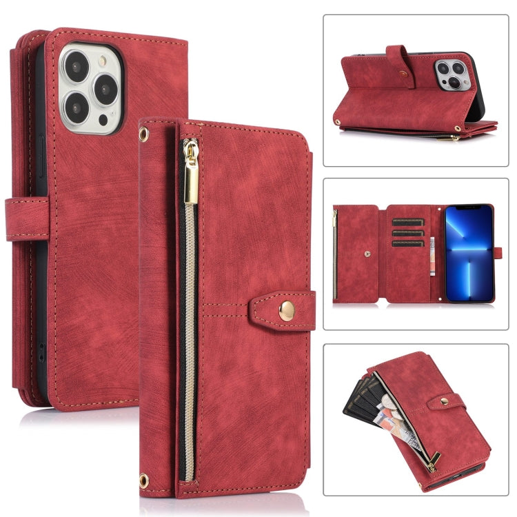For iPhone 13 Pro Dream 9-Card Wallet Zipper Bag Leather Phone Case
