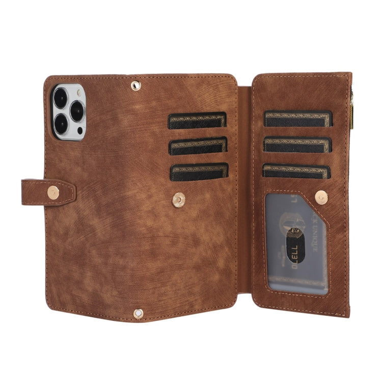 For iPhone 13 Pro Dream 9-Card Wallet Zipper Bag Leather Phone Case