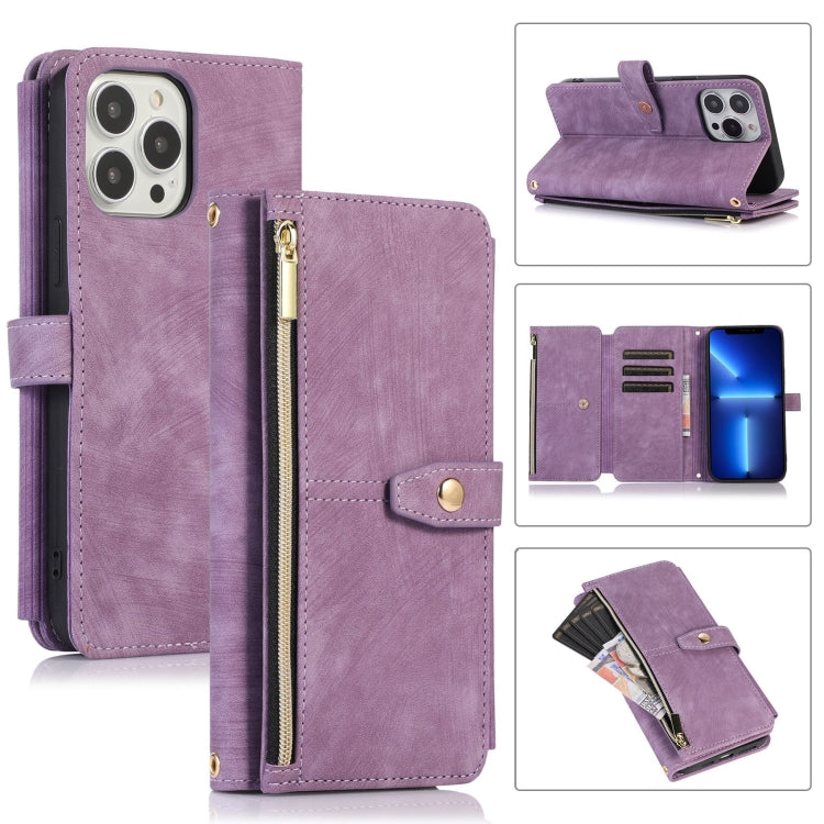 For iPhone 13 Pro Dream 9-Card Wallet Zipper Bag Leather Phone Case