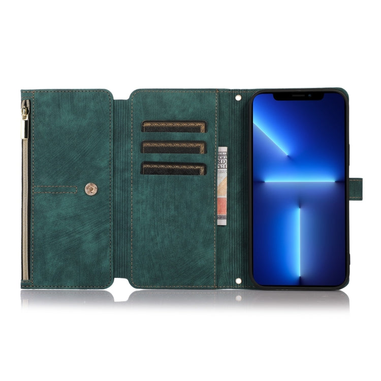 For iPhone 13 Pro Max Dream 9-Card Wallet Zipper Bag Leather Phone Case