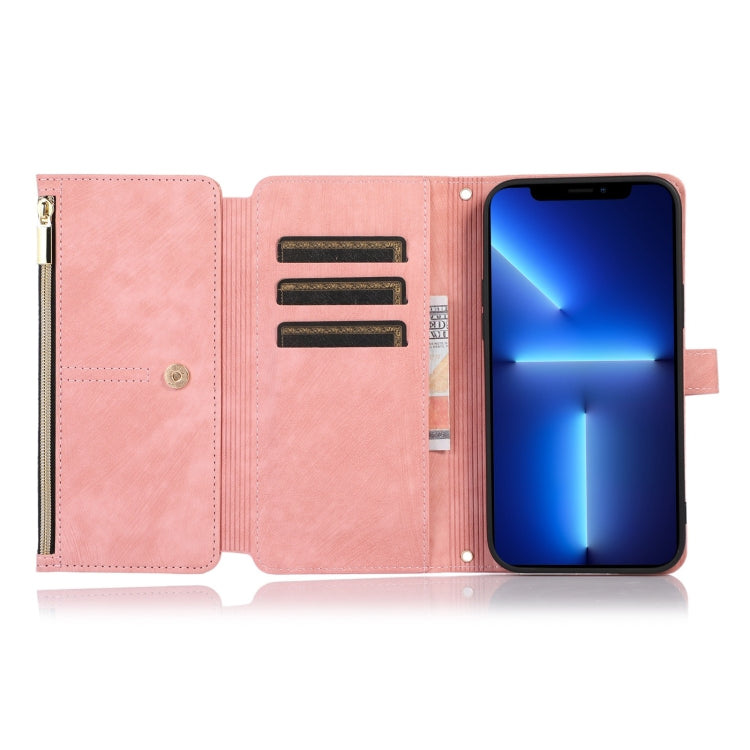 For iPhone 13 Pro Max Dream 9-Card Wallet Zipper Bag Leather Phone Case
