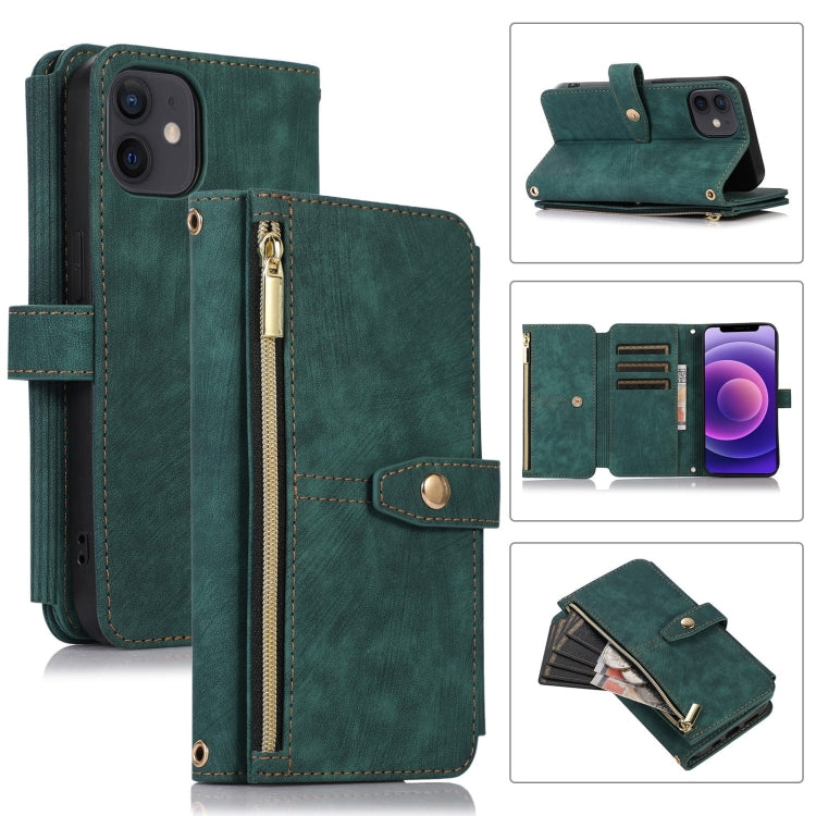 For iPhone 12 mini Dream 9-Card Wallet Zipper Bag Leather Phone Case