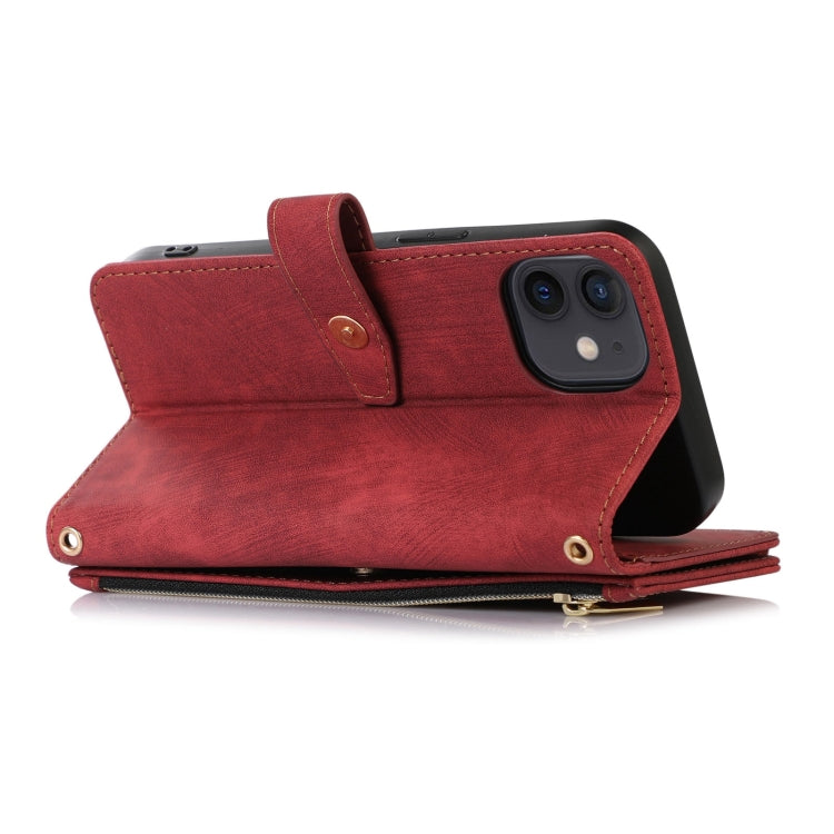 For iPhone 12 mini Dream 9-Card Wallet Zipper Bag Leather Phone Case