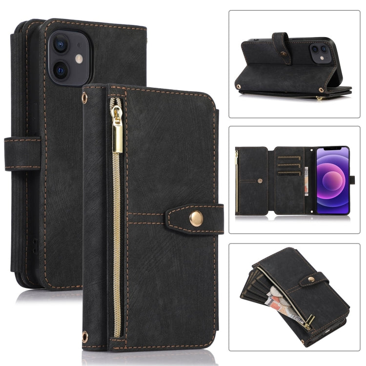 For iPhone 12 mini Dream 9-Card Wallet Zipper Bag Leather Phone Case