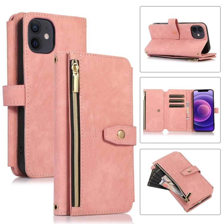 For iPhone 12 mini Dream 9-Card Wallet Zipper Bag Leather Phone Case
