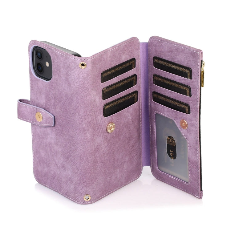 For iPhone 12 mini Dream 9-Card Wallet Zipper Bag Leather Phone Case