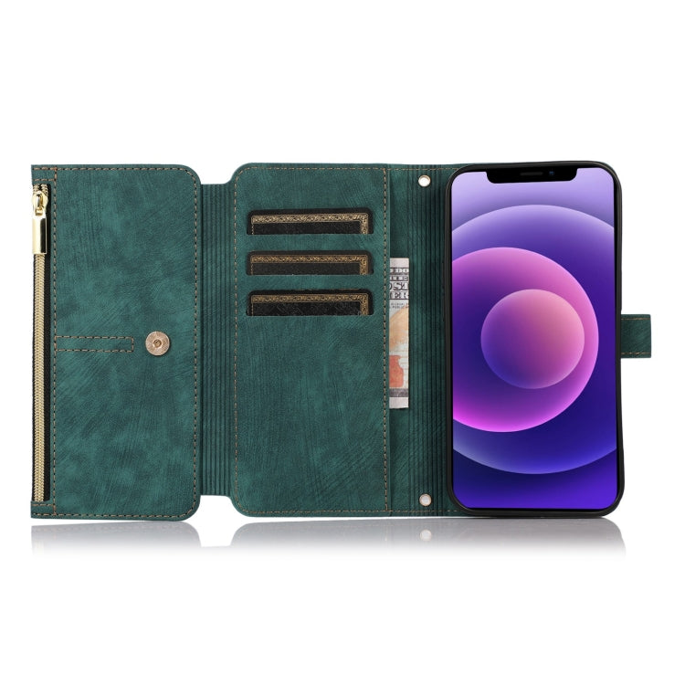 For iPhone 12 Dream 9-Card Wallet Zipper Bag Leather Phone Case