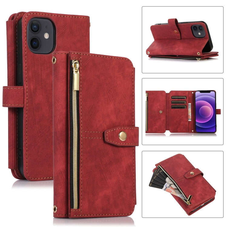 For iPhone 12 Dream 9-Card Wallet Zipper Bag Leather Phone Case