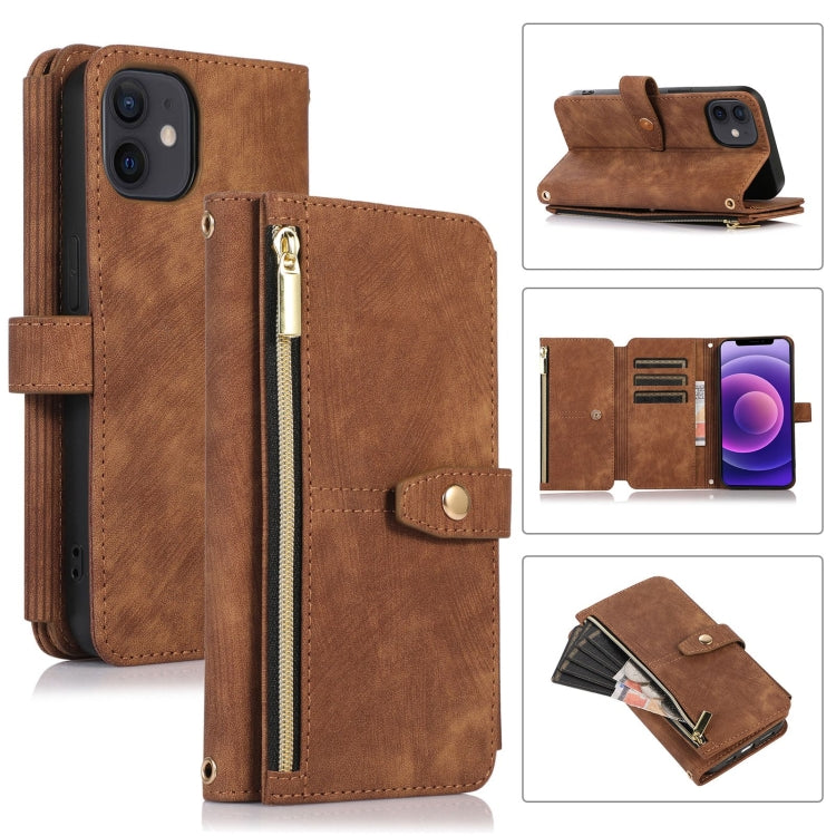For iPhone 12 Dream 9-Card Wallet Zipper Bag Leather Phone Case