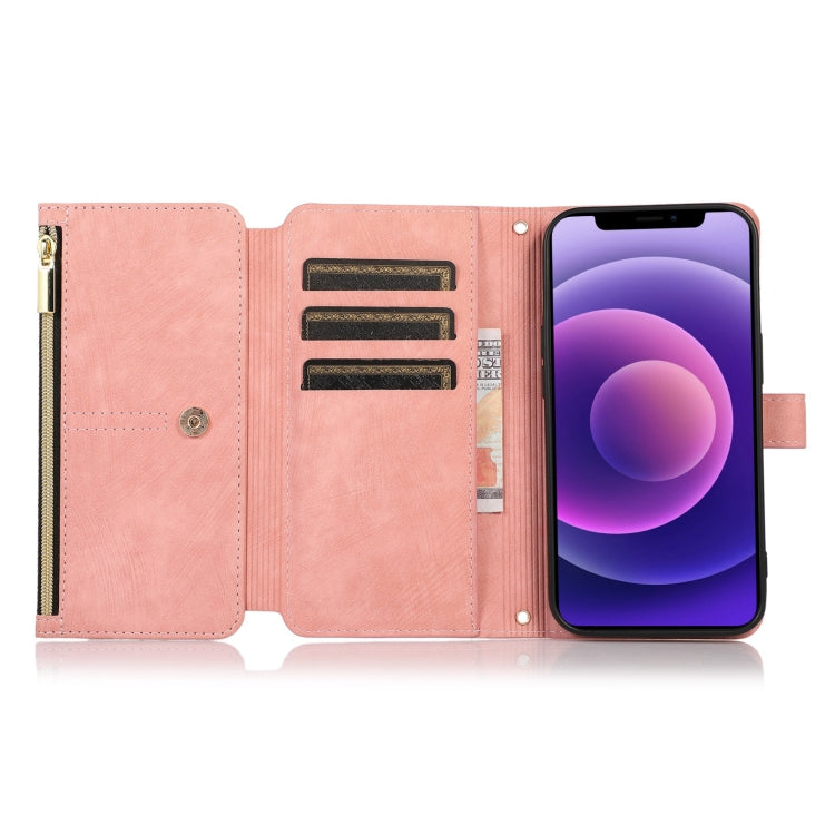 For iPhone 12 Dream 9-Card Wallet Zipper Bag Leather Phone Case