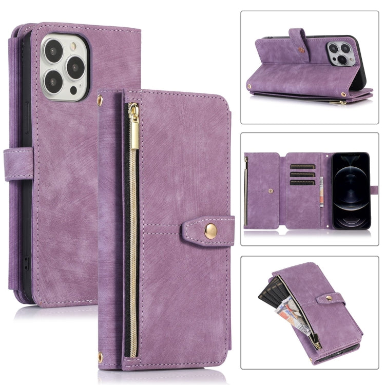 For iPhone 12 Pro Dream 9-Card Wallet Zipper Bag Leather Phone Case