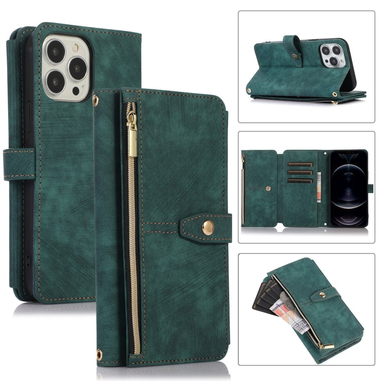 For iPhone 12 Pro Max Dream 9-Card Wallet Zipper Bag Leather Phone Case