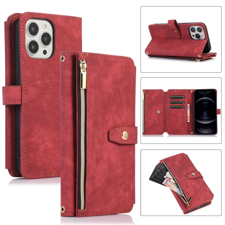 For iPhone 12 Pro Max Dream 9-Card Wallet Zipper Bag Leather Phone Case