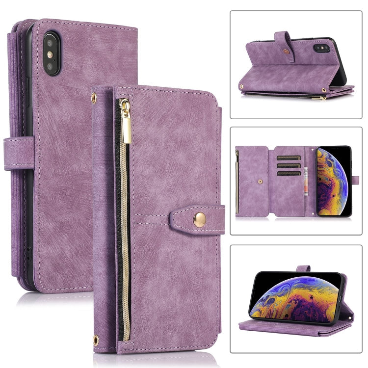 For iPhone X / XS Dream 9-Card Wallet Zipper Bag Leather Phone Case