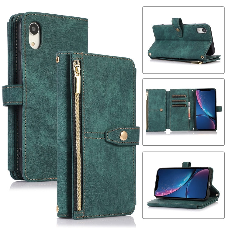 For iPhone XR Dream 9-Card Wallet Zipper Bag Leather Phone Case