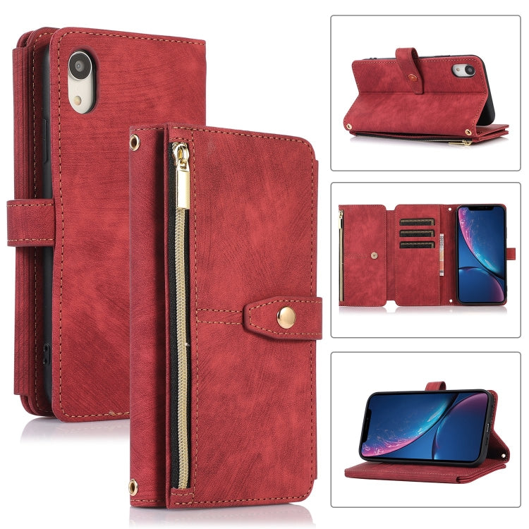 For iPhone XR Dream 9-Card Wallet Zipper Bag Leather Phone Case