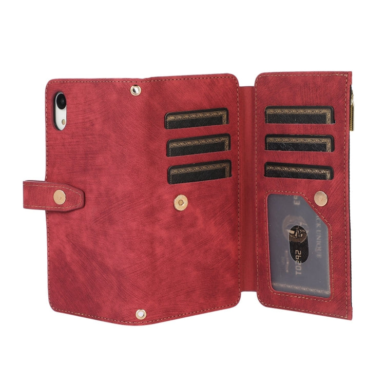 For iPhone XR Dream 9-Card Wallet Zipper Bag Leather Phone Case