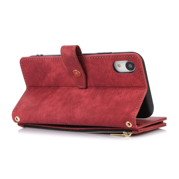 For iPhone XR Dream 9-Card Wallet Zipper Bag Leather Phone Case