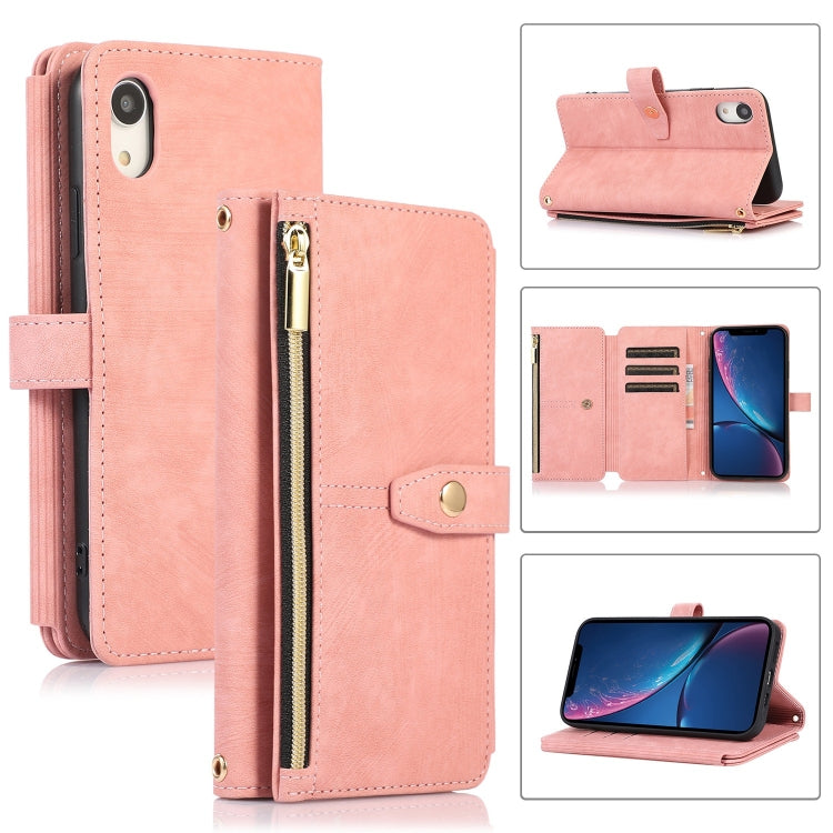 For iPhone XR Dream 9-Card Wallet Zipper Bag Leather Phone Case