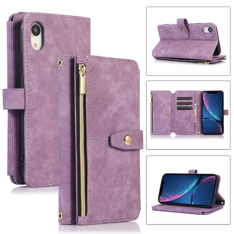 For iPhone XR Dream 9-Card Wallet Zipper Bag Leather Phone Case
