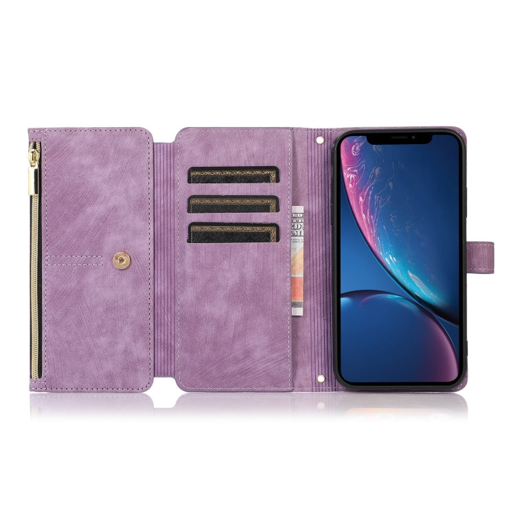 For iPhone XR Dream 9-Card Wallet Zipper Bag Leather Phone Case
