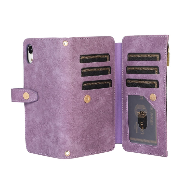 For iPhone XR Dream 9-Card Wallet Zipper Bag Leather Phone Case