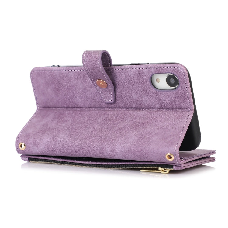 For iPhone XR Dream 9-Card Wallet Zipper Bag Leather Phone Case