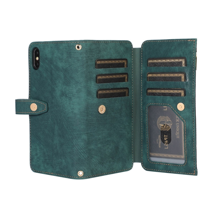 For iPhone XS Max Dream 9-Card Wallet Zipper Bag Leather Phone Case