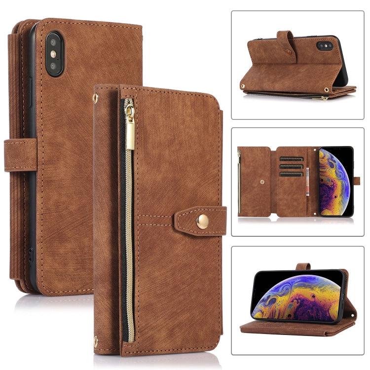 For iPhone XS Max Dream 9-Card Wallet Zipper Bag Leather Phone Case