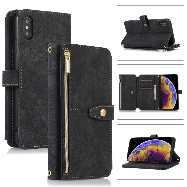 For iPhone XS Max Dream 9-Card Wallet Zipper Bag Leather Phone Case