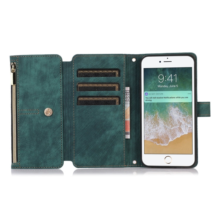 For iPhone SE 2022 / 2020 / 7 / 8 Dream 9-Card Wallet Zipper Bag Leather Phone Case