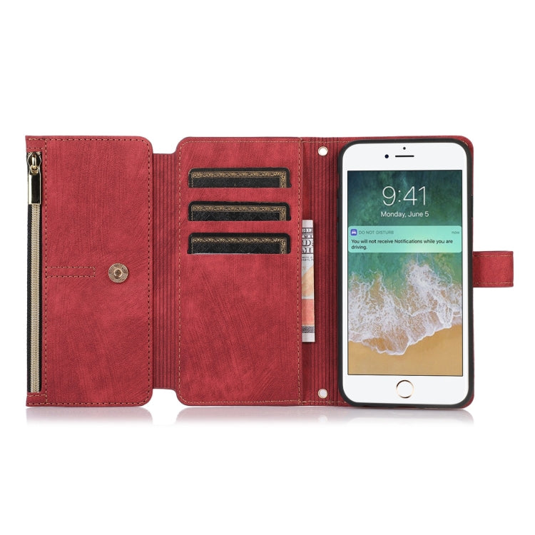 For iPhone SE 2022 / 2020 / 7 / 8 Dream 9-Card Wallet Zipper Bag Leather Phone Case
